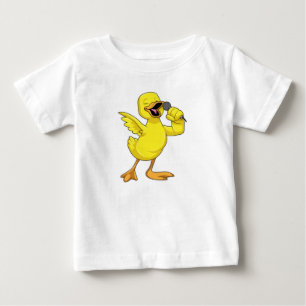 T-shirt Pour Bébé Canard en chanteur avec microphone