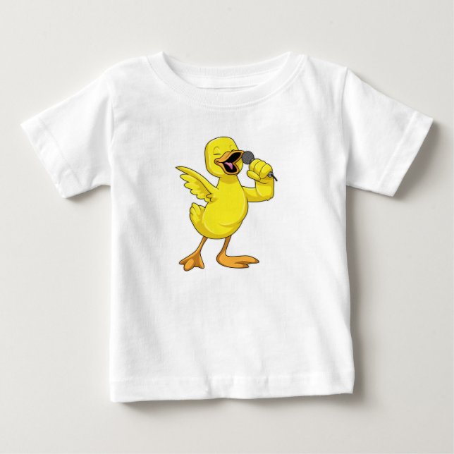 T-shirt Pour Bébé Canard en chanteur avec microphone (Devant)
