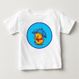 T-shirt Pour Bébé Canard mignon Avec Caricature De Pluie Parapluie