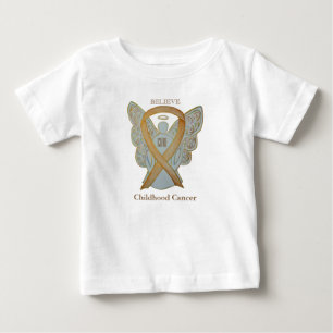 T-shirt Pour Bébé Cancer de l'enfance Gold Sensibilisation Ruban Ang