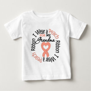 T-shirt Pour Bébé Cancer utérin je porte le ruban de pêche pour ma