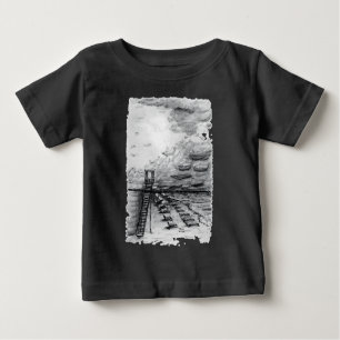 T-shirt Pour Bébé Cancun Beach noir et blanc nuageux