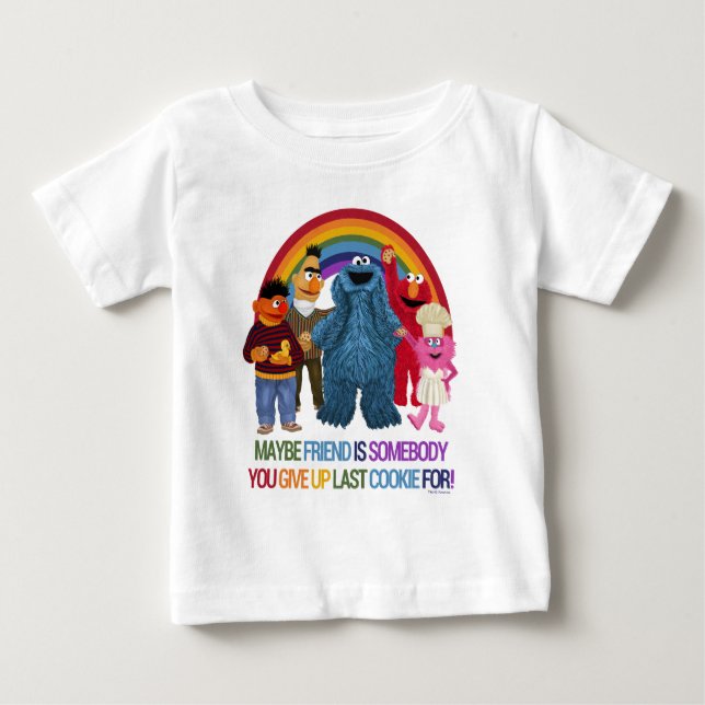 T-shirt Pour Bébé Caractères de rue Sésame | Citation d'amis (Devant)