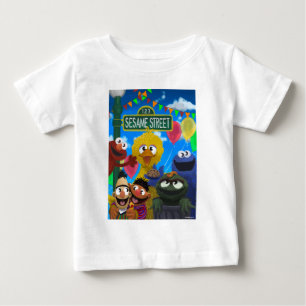 T-shirt Pour Bébé Caractères de rue Sésame   Scène de parti