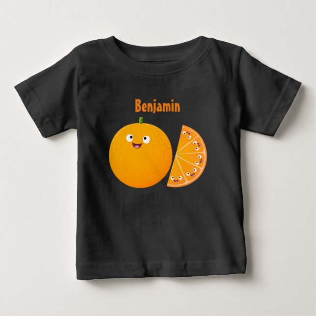 T-shirt Pour Bébé Caricature d'agrumes d'orange (Devant)
