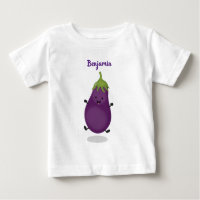 Caricature d'aubergine d'aubergine joliment heureu
