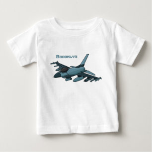 T-shirt Pour Bébé Caricature d'avion de chasse militaire