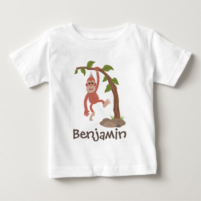 T-shirt Pour Bébé Caricature de bébé orangoutan drôle (Devant)