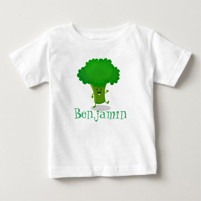 T-shirt Pour Bébé Caricature de brocoli dansant Cute kawaii (Devant)