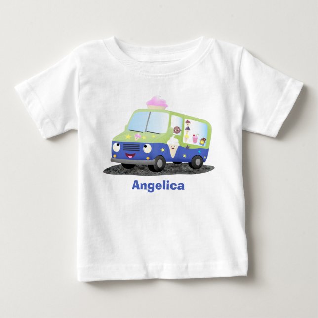 T-shirt Pour Bébé Caricature de camion de glace joli (Devant)