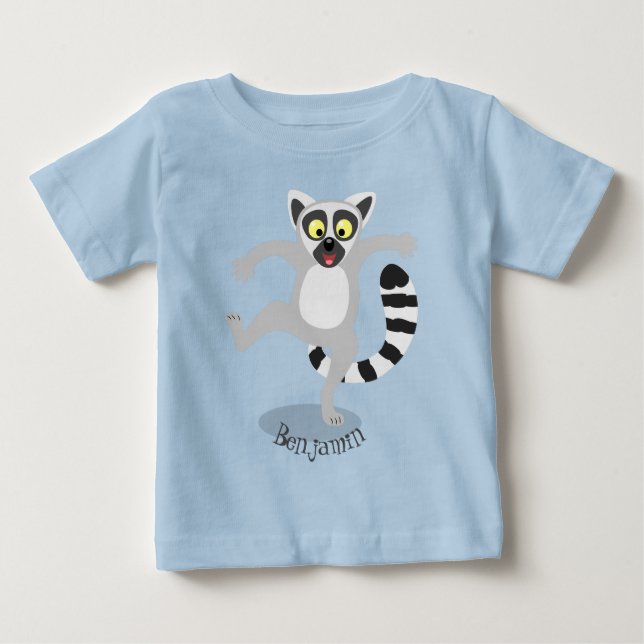T-shirt Pour Bébé Caricature de danse lémurienne en anneau mignon (Devant)