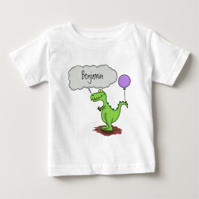 T-shirt Pour Bébé Caricature de dragon dragon drôle et vert respiran (Devant)