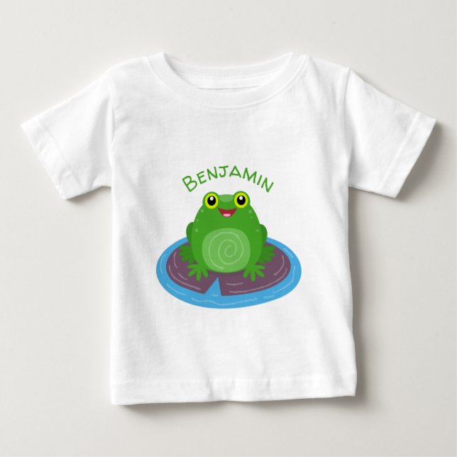 T-shirt Pour Bébé Caricature de grenouille verte mignonne (Devant)