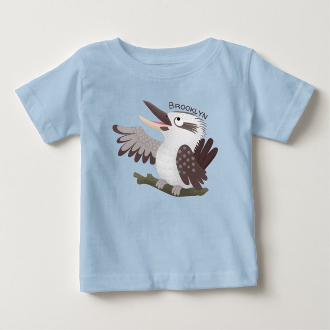 T-shirt Pour Bébé Caricature de kookaburra drôle et drôle (Devant)