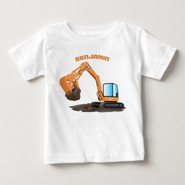 T-shirt Pour Bébé Caricature de la pelle orange (Devant)