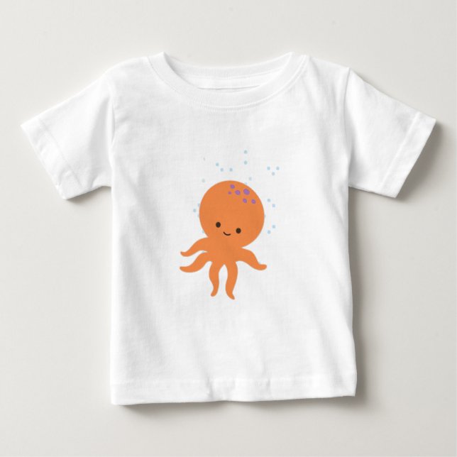 T-shirt Pour Bébé Caricature de la pieuvre mignonne (Devant)