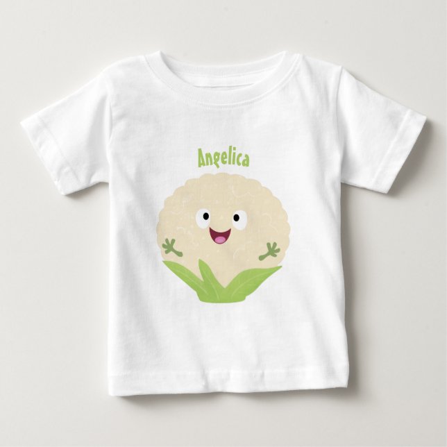 T-shirt Pour Bébé Caricature de légume de chou-fleur joyeux (Devant)