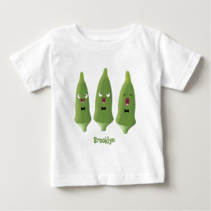T-shirt Pour Bébé Caricature de légumes de l'okra chantante mignonne