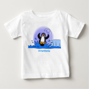 T-shirt Pour Bébé Caricature de manchot joyeux sautant