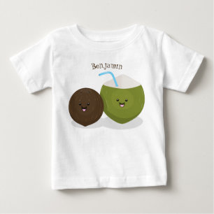 T-shirt Pour Bébé Caricature de noix de coco kawaii joyeux
