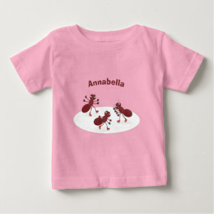 T-shirt Pour Bébé Caricature de patinage sur glace de Happy red four