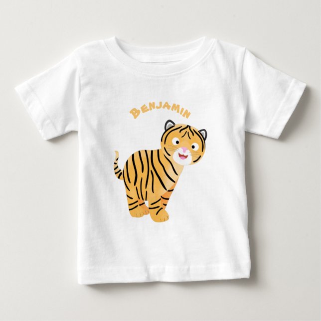 T-shirt Pour Bébé Caricature de petit tigre joyeux (Devant)