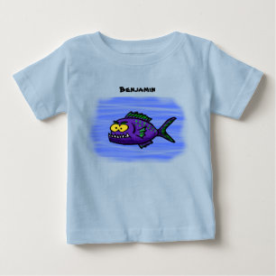 T-shirt Pour Bébé Caricature de poisson de Piranha