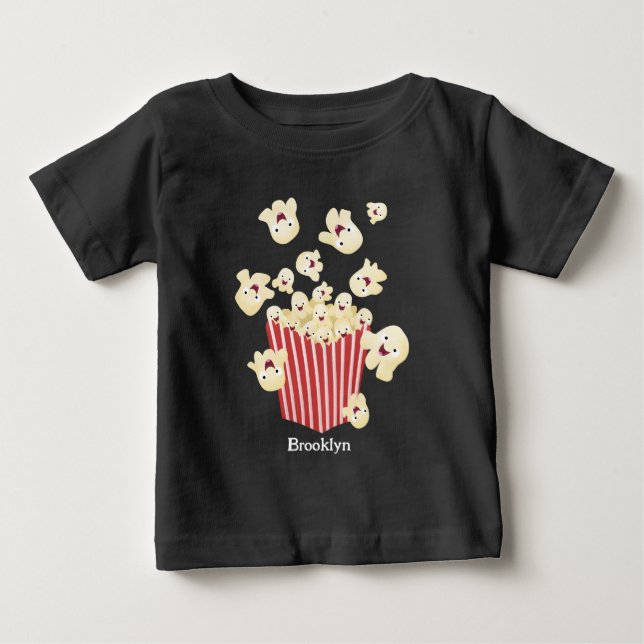 T-shirt Pour Bébé Caricature de pop-corn drôles (Devant)
