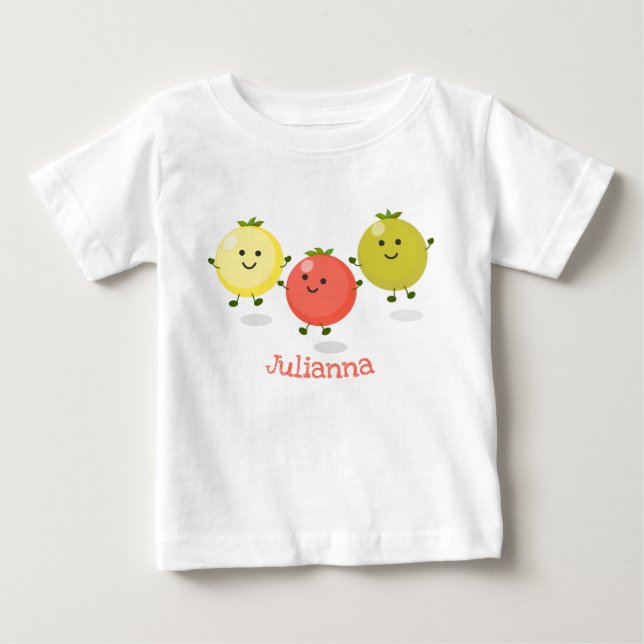 T-shirt Pour Bébé Caricature de tomates cerises mûres (Devant)