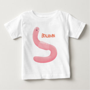 T-shirt Pour Bébé Caricature de vers de terre rose joli