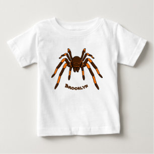 T-shirt Pour Bébé Caricature déplaisante de tarantule brun et orange
