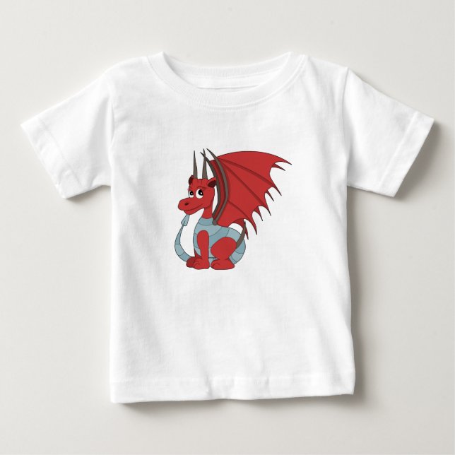 T-shirt Pour Bébé Caricature Dragon Rouge (Devant)