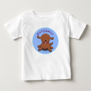 T-shirt Pour Bébé Caricature en bleu pour chien de chiot joyeux
