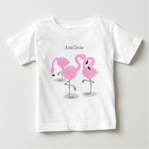 T-shirt Pour Bébé Caricature en trio flamand rose mou