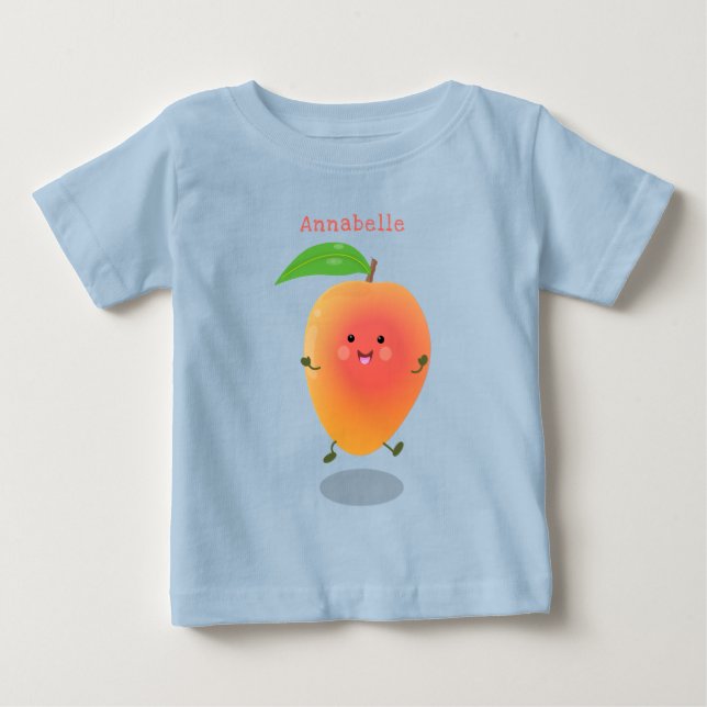 T-shirt Pour Bébé Caricature jaune mangue mignonne (Devant)