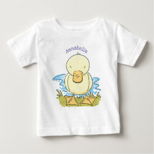 T-shirt Pour Bébé Caricature jaune mignon pour canard bébé
