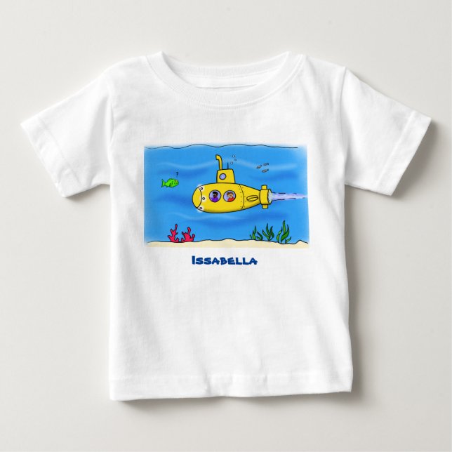 T-shirt Pour Bébé Caricature sous-marine joyeuse (Devant)