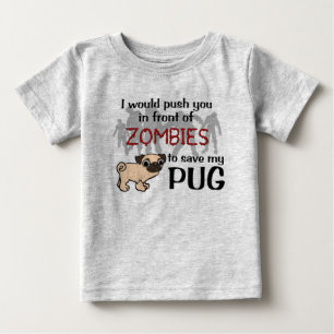 T-shirt Pour Bébé Carlin contre des zombis