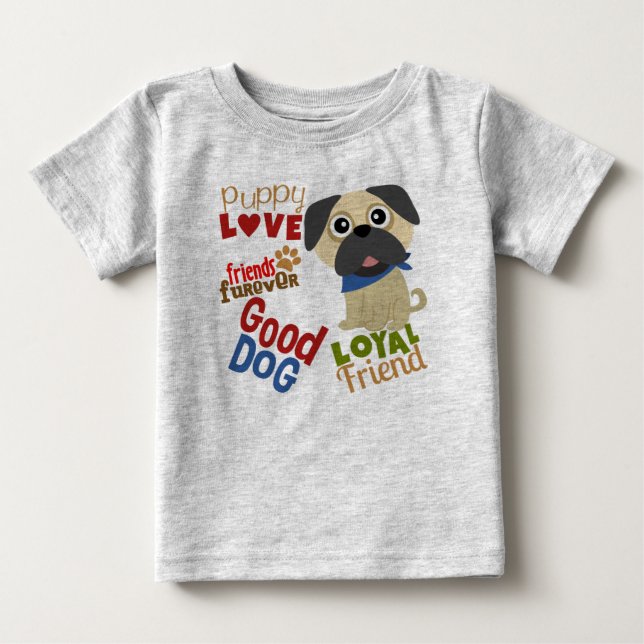 T-shirt Pour Bébé Carlin Dog meilleur ami (Devant)