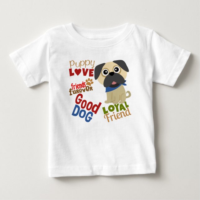 T-shirt Pour Bébé Carlin Dog meilleur ami (Devant)