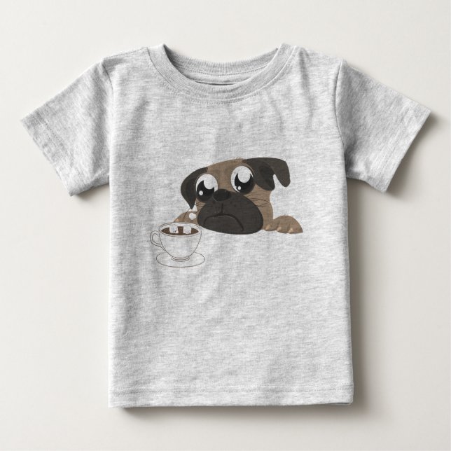T-shirt Pour Bébé Carlin et café (Devant)