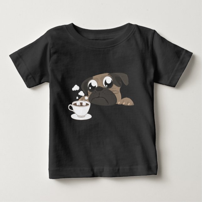 T-shirt Pour Bébé Carlin et café (Devant)