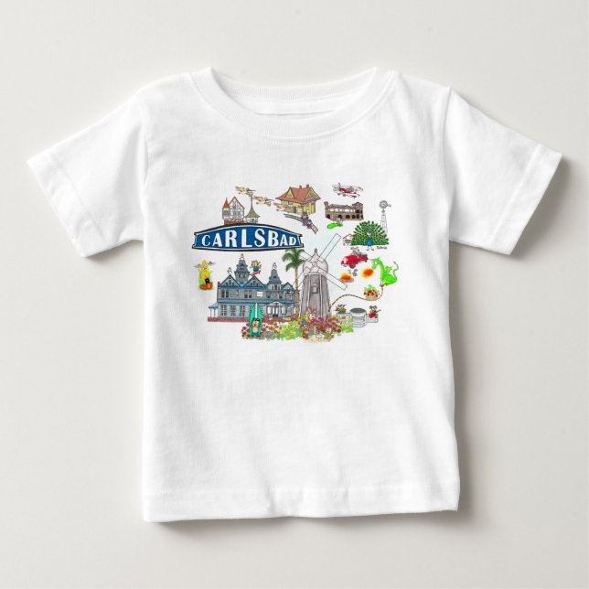 T-shirt Pour Bébé Carlsbad Beach City Fun (Devant)