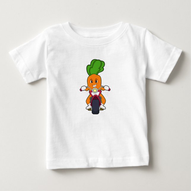 T-shirt Pour Bébé Carotte comme Biker avec Motorcycle.PNG (Devant)