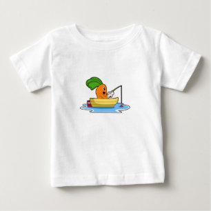 T-shirt Pour Bébé Carotte en bateau à la pêche avec canne à pêche