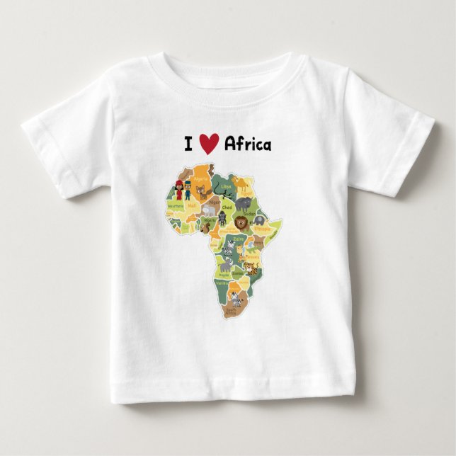 T-shirt Pour Bébé Carte africaine de safari - coeur Afrique d'I - (Devant)