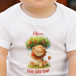T-shirt Pour Bébé Carte d'anniversaire Lion Sourire Mignon et Pommie