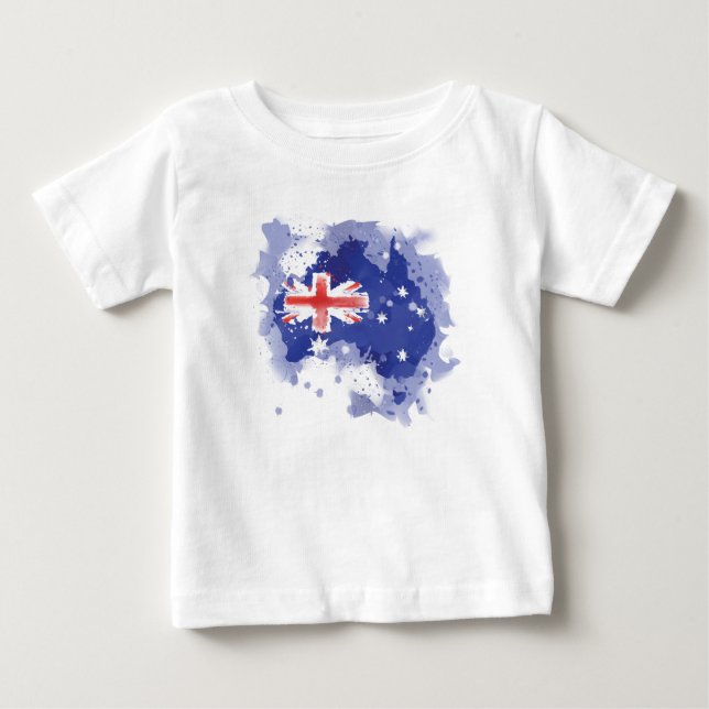 T-shirt Pour Bébé Carte d'aquarelle de l'Australie (Devant)