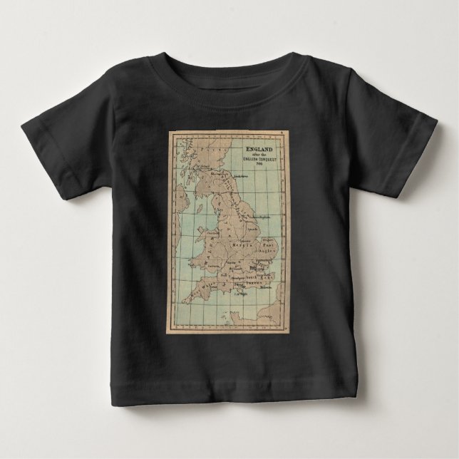 T-shirt Pour Bébé Carte de la vieille Angleterre (Devant)