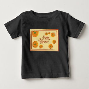 T-shirt Pour Bébé Carte de voeux encadrée Happy Halloween typographi